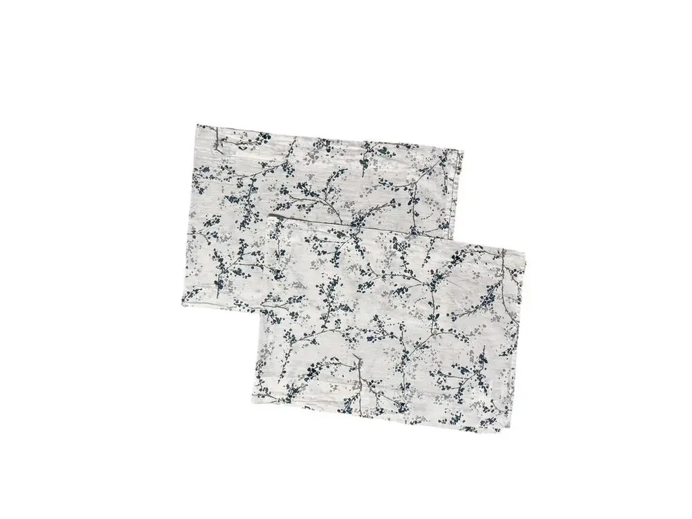 Pair of DKNY Cotton Floral Valances White Blue Gray Lightweight 2 Short Curtains